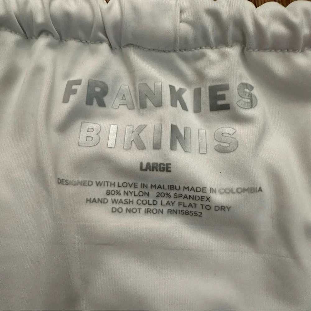 Frankie's Bikinis White floral high rise sexy bikini bottom Swimwear size large